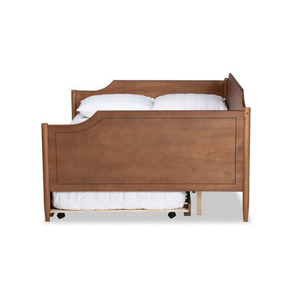Baxton Studio - Alya Full Size Daybed with Trundle in Walnut Brown - MG0016-1-Walnut-Daybed-F/T view 3
