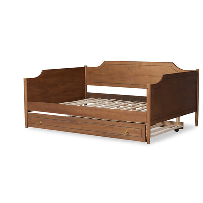 Baxton Studio - Alya Full Size Daybed with Trundle in Walnut Brown - MG0016-1-Walnut-Daybed-F/T view 4
