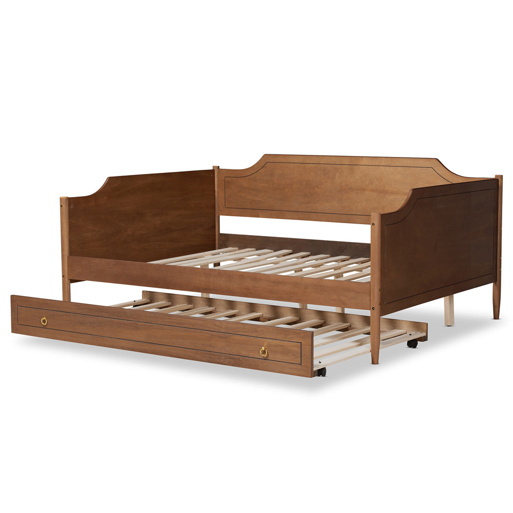 Baxton Studio - Alya Full Size Daybed with Trundle in Walnut Brown - MG0016-1-Walnut-Daybed-F/T view 5