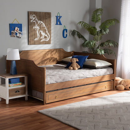 Baxton Studio - Alya Full Size Daybed with Trundle in Walnut Brown - MG0016-1-Walnut-Daybed-F/T view 9