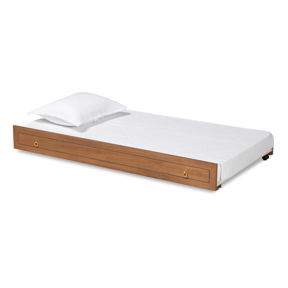 Baxton Studio - Alya Trundle in Walnut/Gold - MG 0016-1-Walnut-Trundle view 1