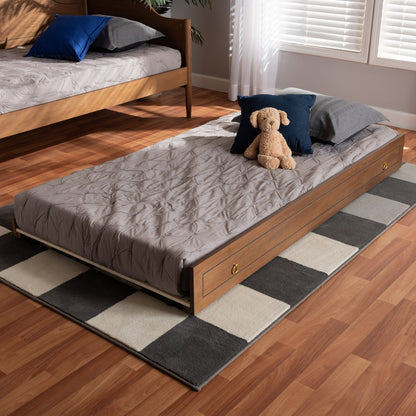 Baxton Studio - Alya Trundle in Walnut/Gold - MG 0016-1-Walnut-Trundle view 5