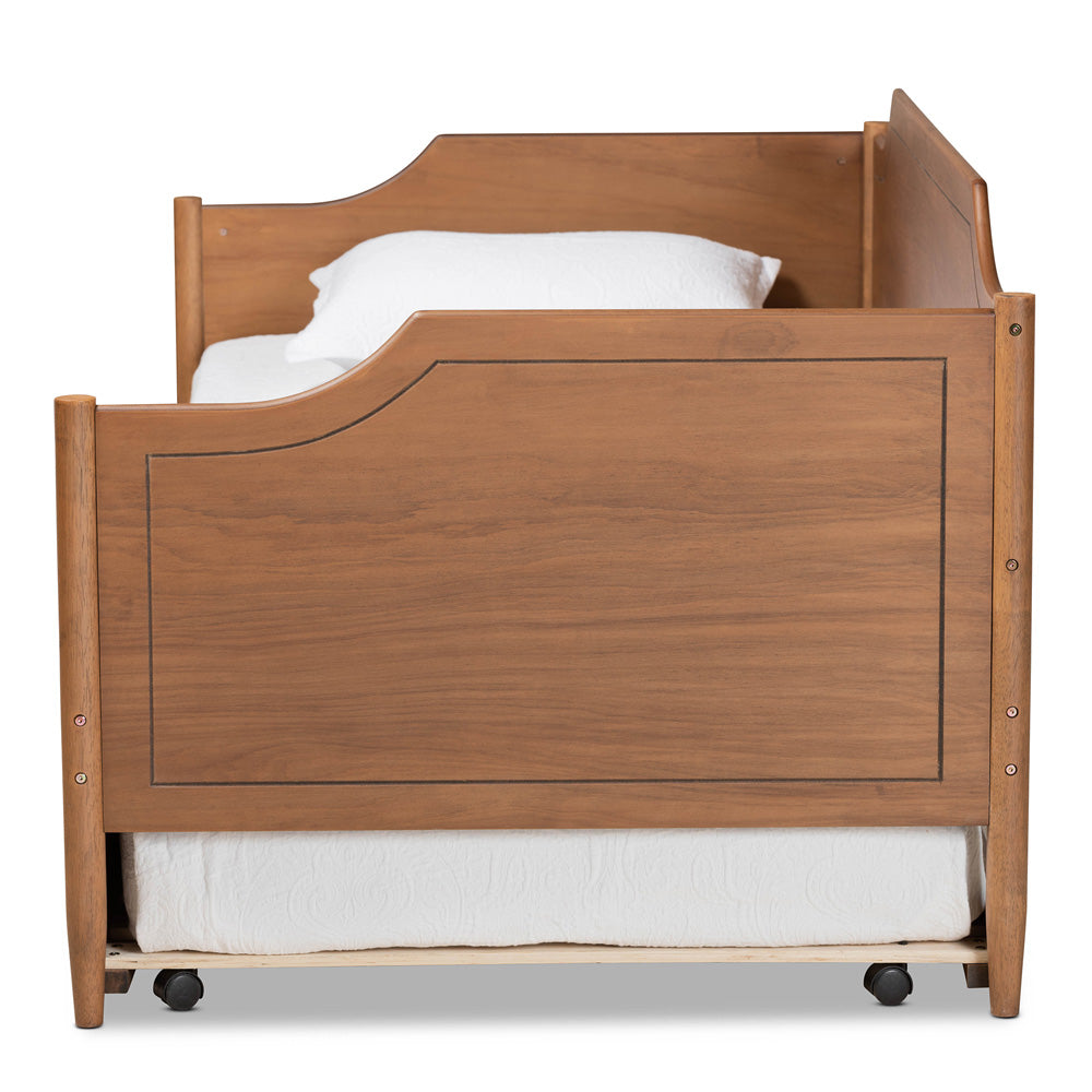 Baxton Studio - Alya Twin Size Daybed with Trundle in Walnut/Gold - MG0016-1-Walnut-Daybed with Trundle view 3