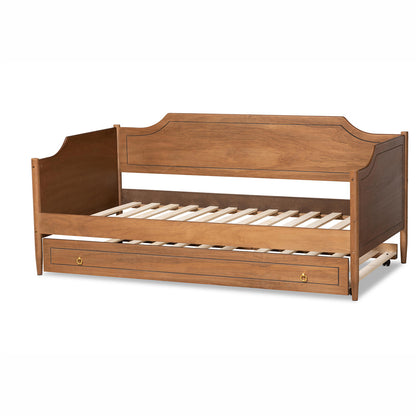 Baxton Studio - Alya Twin Size Daybed with Trundle in Walnut/Gold - MG0016-1-Walnut-Daybed with Trundle view 4