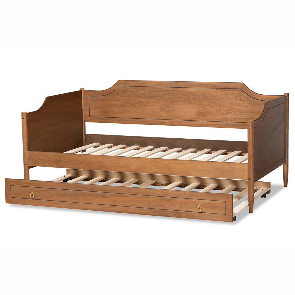 Baxton Studio - Alya Twin Size Daybed with Trundle in Walnut/Gold - MG0016-1-Walnut-Daybed with Trundle view 5