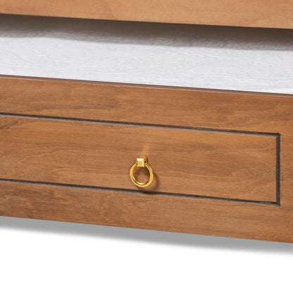 Baxton Studio - Alya Twin Size Daybed with Trundle in Walnut/Gold - MG0016-1-Walnut-Daybed with Trundle view 7
