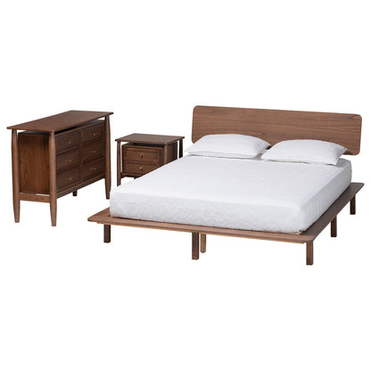 Baxton Studio - Alyssa King Bedroom Set in Walnut Brown - SW8598-Walnut-3PC King Bedroom set view 1