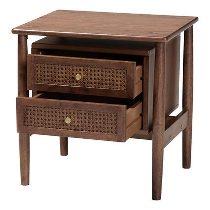 Baxton Studio - Alyssa Nightstand in Walnut Brown - SW8000-86NS-Walnut-Nightstand view 2