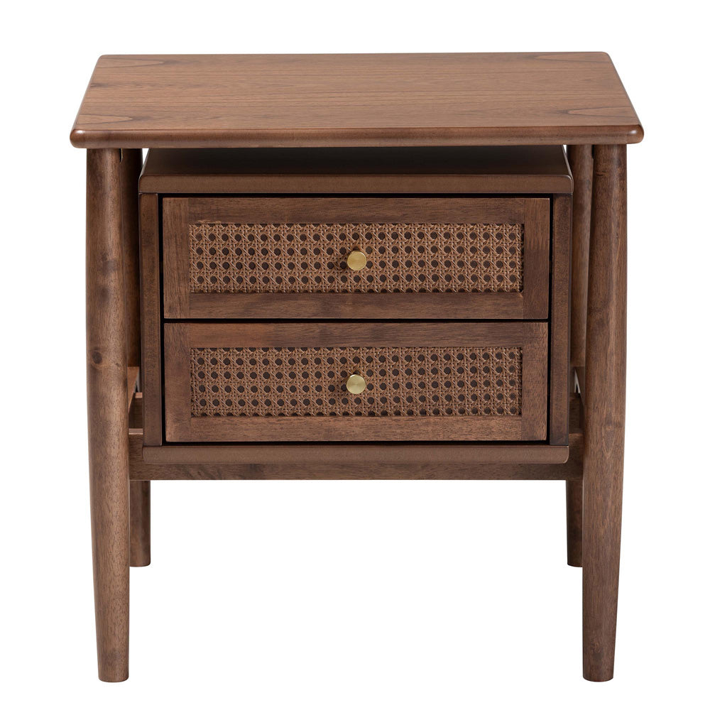 Baxton Studio - Alyssa Nightstand in Walnut Brown - SW8000-86NS-Walnut-Nightstand view 3