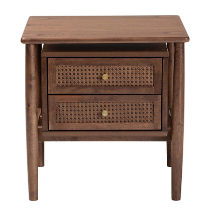 Baxton Studio - Alyssa Nightstand in Walnut Brown - SW8000-86NS-Walnut-Nightstand view 3