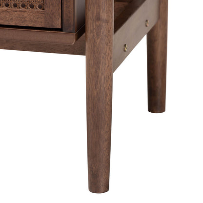Baxton Studio - Alyssa Nightstand in Walnut Brown - SW8000-86NS-Walnut-Nightstand view 6