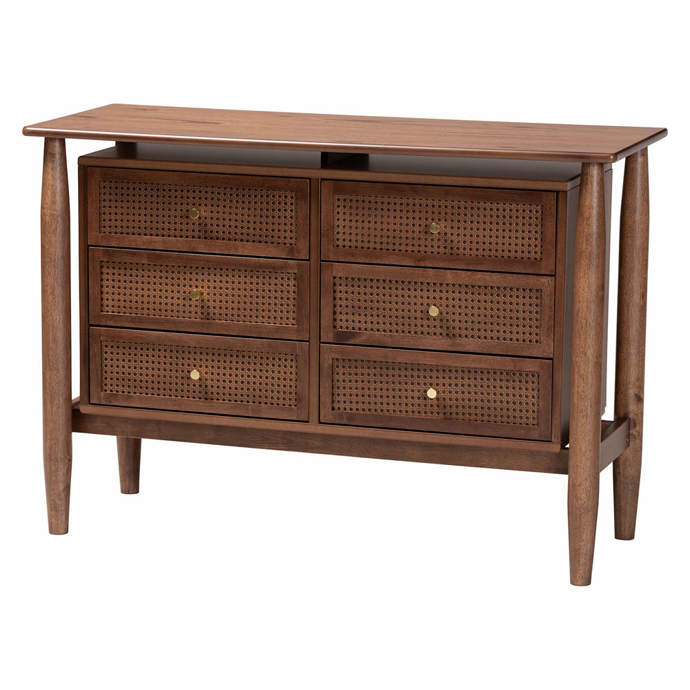 Baxton Studio - Alyssa Queen Bedroom Set in Walnut Brown - SW8598-Walnut-4PC Queen Bedroom set view 5
