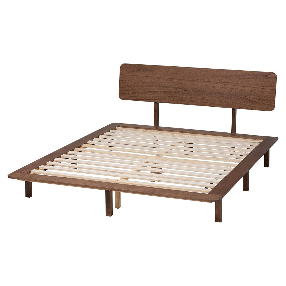 Baxton Studio - Alyssa Queen Size Bed in Walnut Brown - SW8598-Walnut-Queen view 3