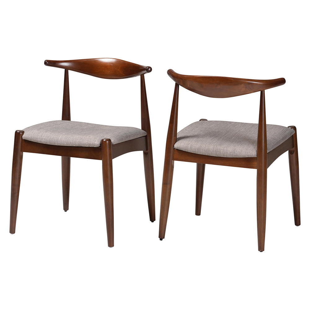 Baxton Studio - Amato Set of 2 Dining Chairs in Light Gray/Walnut - Aeron-Light Grey/Walnut-DC view 1