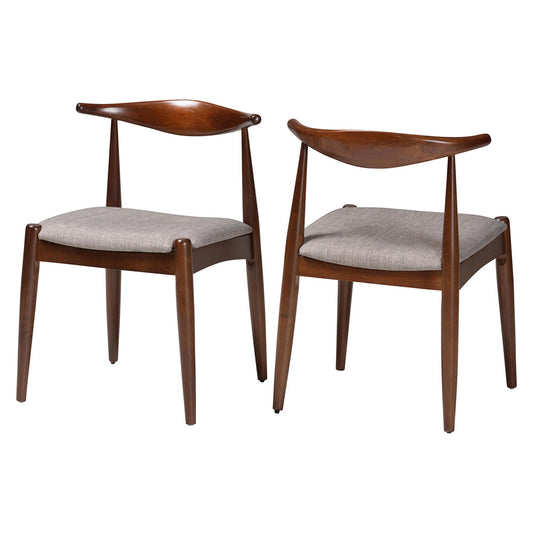 Baxton Studio - Amato Set of 2 Dining Chairs in Light Gray/Walnut - Aeron-Light Grey/Walnut-DC view 1