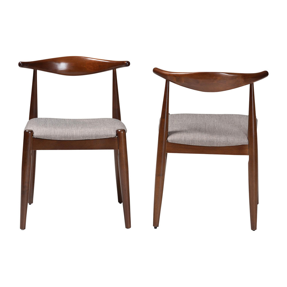 Baxton Studio - Amato Set of 2 Dining Chairs in Light Gray/Walnut - Aeron-Light Grey/Walnut-DC view 2