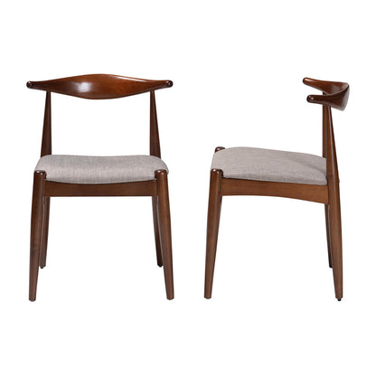 Baxton Studio - Amato Set of 2 Dining Chairs in Light Gray/Walnut - Aeron-Light Grey/Walnut-DC view 3