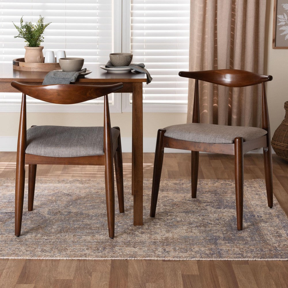 Baxton Studio - Amato Set of 2 Dining Chairs in Light Gray/Walnut - Aeron-Light Grey/Walnut-DC view 7