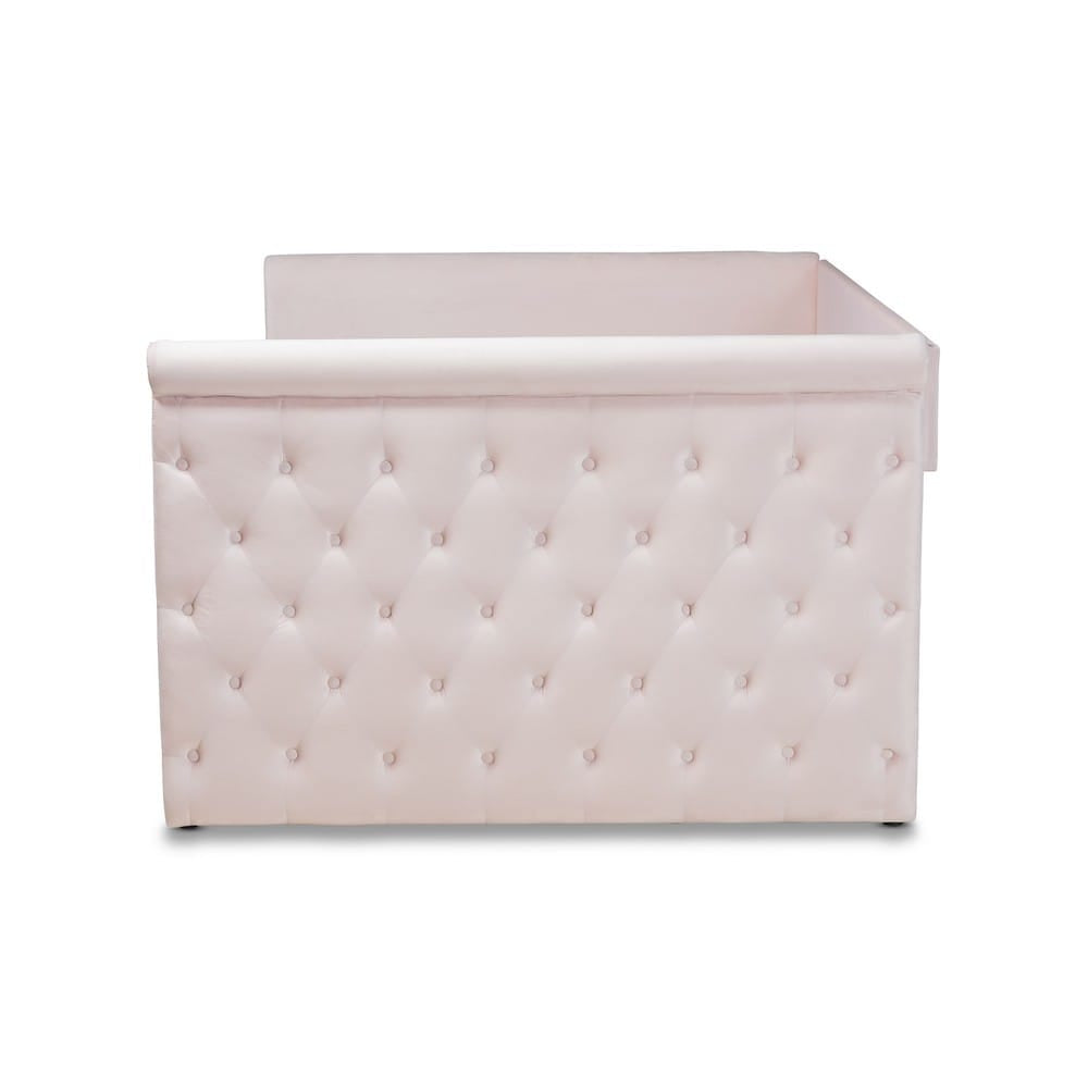 Baxton Studio - Amaya Full Size Daybed with Trundle in Light Pink - CF8825-Light Pink-Daybed-F/T view 3