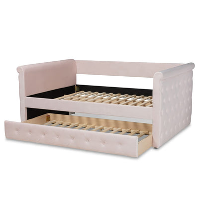 Baxton Studio - Amaya Full Size Daybed with Trundle in Light Pink - CF8825-Light Pink-Daybed-F/T view 5