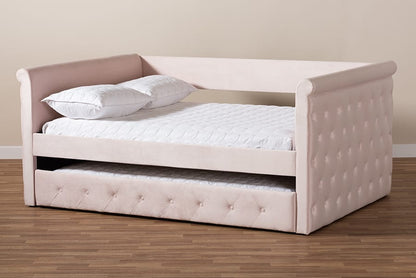 Baxton Studio - Amaya Full Size Daybed with Trundle in Light Pink - CF8825-Light Pink-Daybed-F/T view 10
