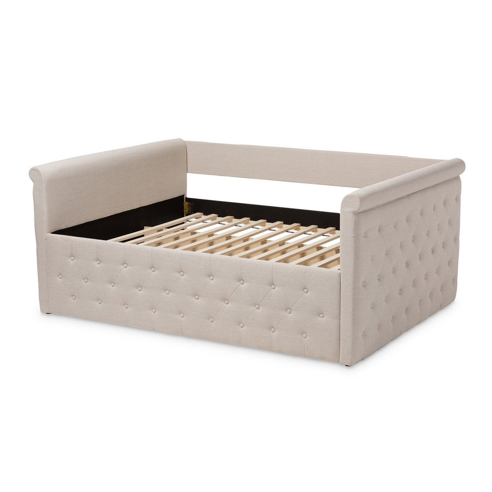Baxton Studio - Amaya Queen Size Daybed in Light Beige - CF8825-C-Light Beige-Daybed-Q view 3