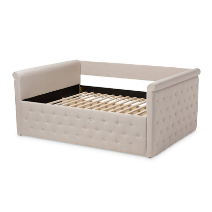 Baxton Studio - Amaya Queen Size Daybed in Light Beige - CF8825-C-Light Beige-Daybed-Q view 3
