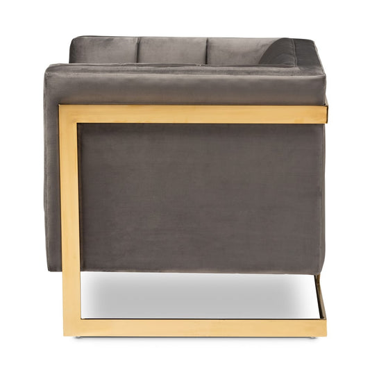 Baxton Studio - Ambra Chair in Gray/Gold - TSF-5507-Grey/Gold-CC view 2