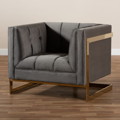 Baxton Studio - Ambra Chair in Gray/Gold - TSF-5507-Grey/Gold-CC view 8