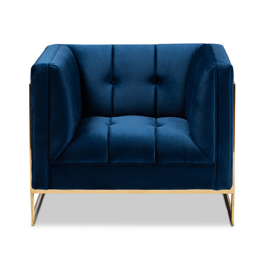 Baxton Studio - Ambra Chair in Royal Blue/Gold - TSF-5507-Navy/Gold-CC view 1
