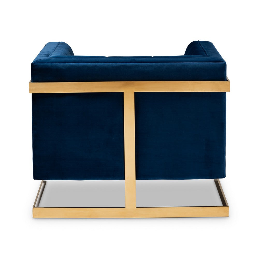 Baxton Studio - Ambra Chair in Royal Blue/Gold - TSF-5507-Navy/Gold-CC view 3
