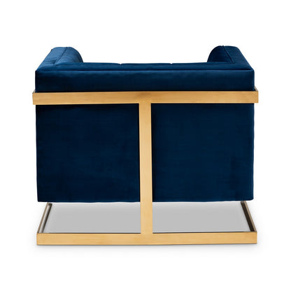Baxton Studio - Ambra Chair in Royal Blue/Gold - TSF-5507-Navy/Gold-CC view 3