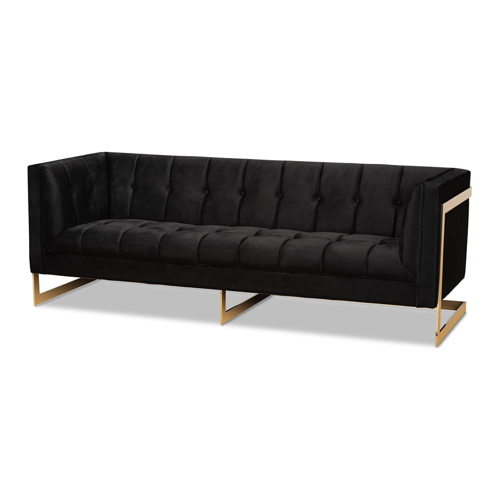 Baxton Studio - Ambra Sofa in Black/Gold - TSF-5507-Black/Gold-SF view 1