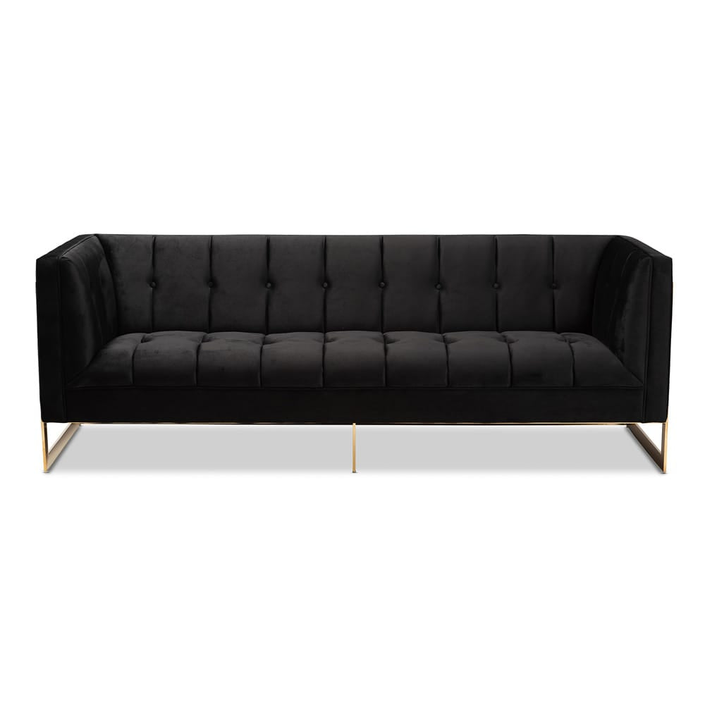 Baxton Studio - Ambra Sofa in Black/Gold - TSF-5507-Black/Gold-SF view 2