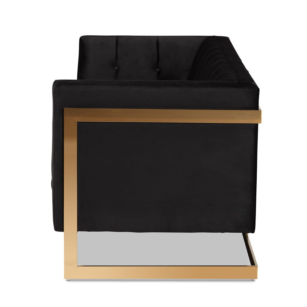 Baxton Studio - Ambra Sofa in Black/Gold - TSF-5507-Black/Gold-SF view 3