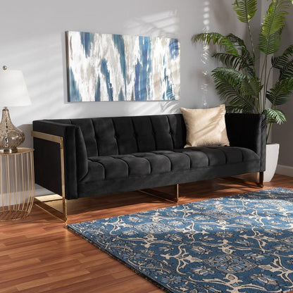 Baxton Studio - Ambra Sofa in Black/Gold - TSF-5507-Black/Gold-SF view 8