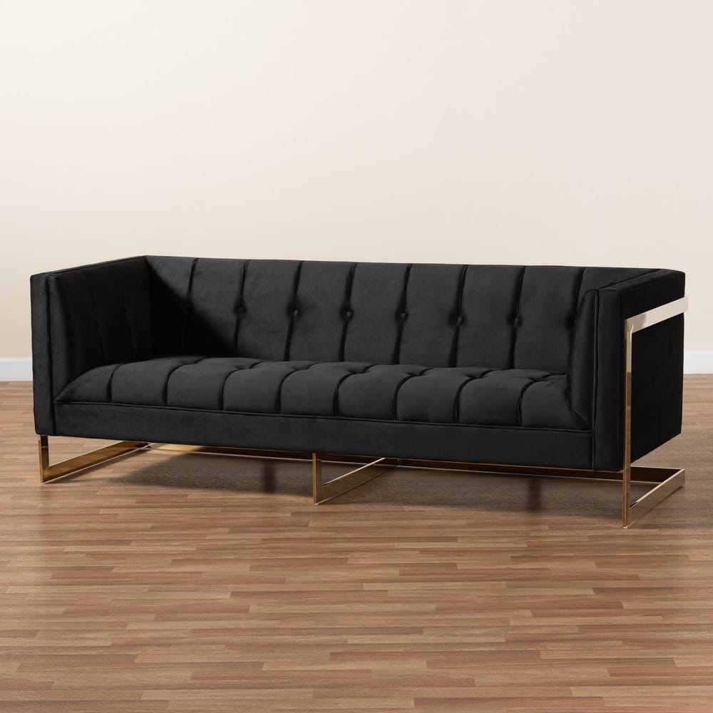 Baxton Studio - Ambra Sofa in Black/Gold - TSF-5507-Black/Gold-SF view 9