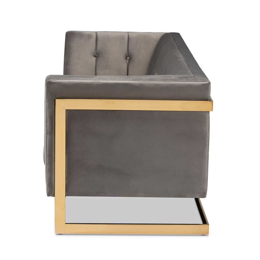 Baxton Studio - Ambra Sofa in Gray/Gold - TSF-5507-Grey/Gold-SF view 2