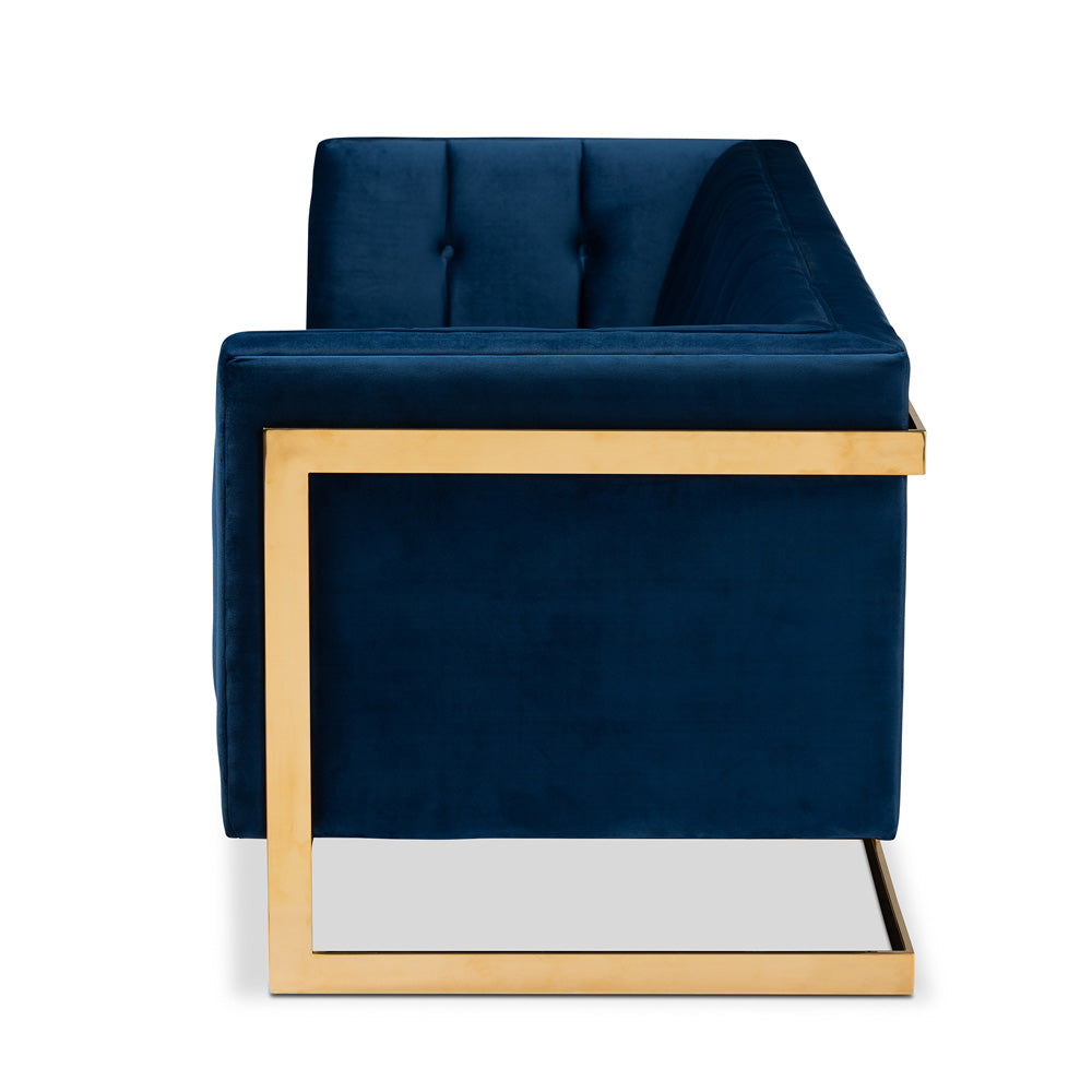 Baxton Studio - Ambra Sofa in Royal Blue/Gold - TSF-5507-Navy/Gold-SF view 2