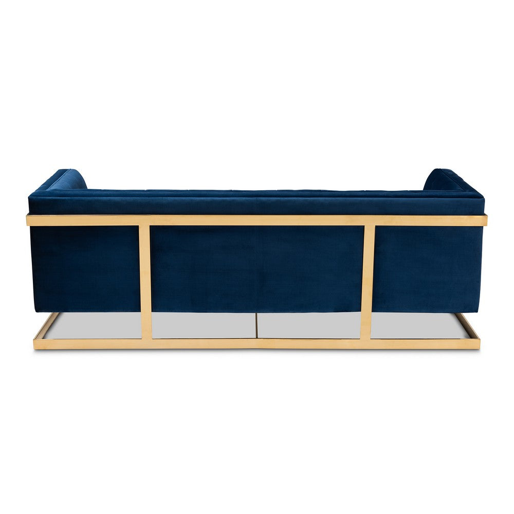 Baxton Studio - Ambra Sofa in Royal Blue/Gold - TSF-5507-Navy/Gold-SF view 3
