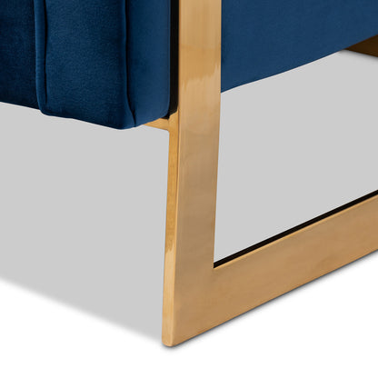 Baxton Studio - Ambra Sofa in Royal Blue/Gold - TSF-5507-Navy/Gold-SF view 6