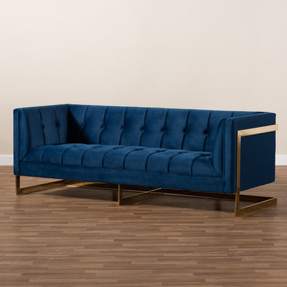 Baxton Studio - Ambra Sofa in Royal Blue/Gold - TSF-5507-Navy/Gold-SF view 8