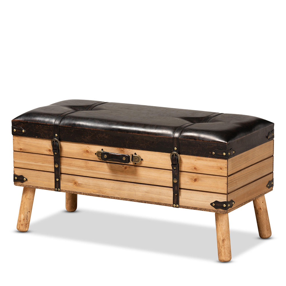 Baxton Studio - Amena Storage Ottoman in Brown/Oak - DE03A-5282-Brown-Otto-Large view 1