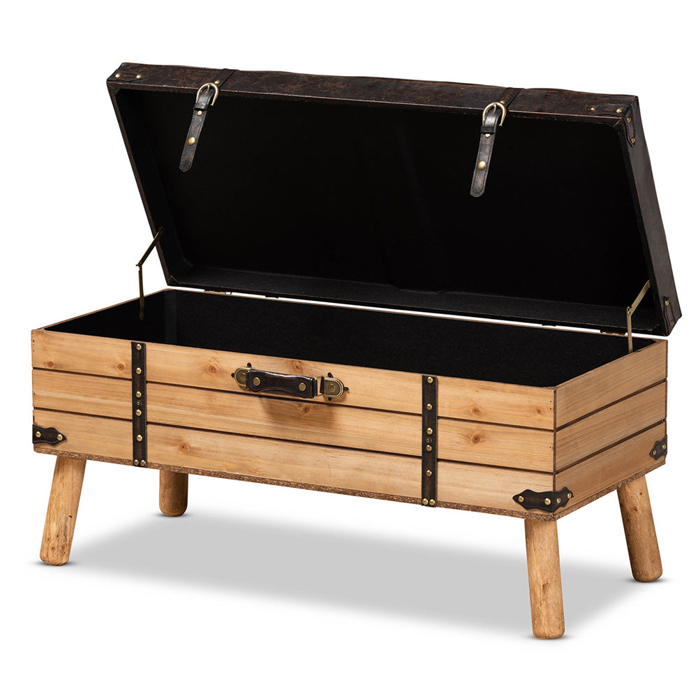 Baxton Studio - Amena Storage Ottoman in Brown/Oak - DE03A-5282-Brown-Otto-Large view 2