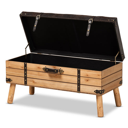 Baxton Studio - Amena Storage Ottoman in Brown/Oak - DE03A-5282-Brown-Otto-Large view 2