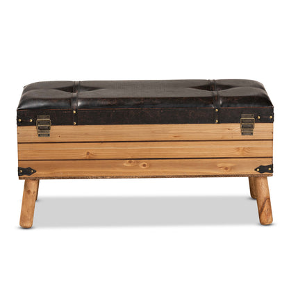 Baxton Studio - Amena Storage Ottoman in Brown/Oak - DE03A-5282-Brown-Otto-Large view 5