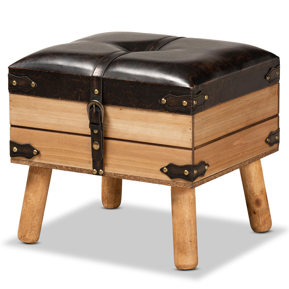 Baxton Studio - Amena Storage Ottoman in Brown/Oak - DE03A-5282-Brown-Otto-Small view 1