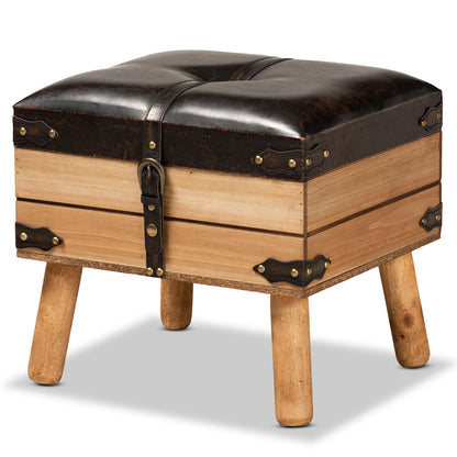 Baxton Studio - Amena Storage Ottoman in Brown/Oak - DE03A-5282-Brown-Otto-Small view 1