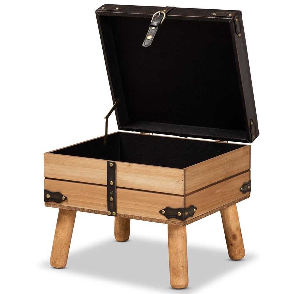 Baxton Studio - Amena Storage Ottoman in Brown/Oak - DE03A-5282-Brown-Otto-Small view 2