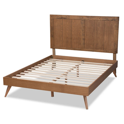 Baxton Studio - Amira King Size Bed in Ash Walnut - Amira-Ash Walnut-King view 3